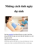 Những cách tính ngày dự sinh 
