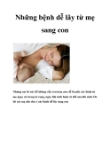 Những bệnh dễ lây từ mẹ sang con 