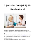 Lịch khám thai định kỳ bà bầu cần nắm rõ 