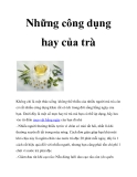 Những công dụng hay của trà 