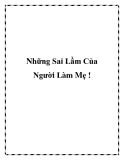 Những Sai Lầm Của Người Làm Mẹ 