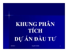 KHUNG PHÂN  TÍCH  DỰ ÁN ĐẦU TƯ