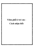 Viêm phổi ở trẻ em Cách nhận biết