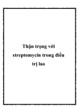 Thận trọng với streptomycin trong điều trị lao