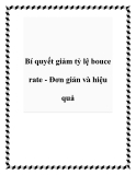 Bí quyết giảm tỷ lệ bouce rate - Đơn giản và hiệu quả