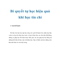 Bí quyết tự học hiệu quả khi học tín chỉ
