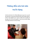 Những điều nên hỏi nhà tuyển dụng