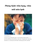 Phòng bệnh viêm họng, viêm mũi mùa lạnh