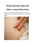 Những dấu hiệu nhận biết bệnh u nang buồng trứng