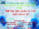 Đề tài: "Bảo quản và chế biến khoai mì"