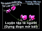 Luyện tập tả người – Bài giảng điện tử tập làm văn lớp 5