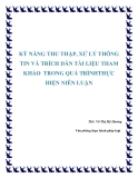 Đề tài: Kỹ năng thu nhập, xử lý thông tin và trích dẫn tài liệu tham khảo trong quá trình thực hiện niên luận