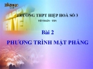 Bài giảng Hình học 12 chương 3 bài 2: Phương trình mặt phẳng