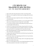 Câu hỏi ôn tập Môn Kinh tế môi trường - GV:TS.Nguyễn Minh Đức