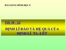 Bài giảng Hình học 8 chương 3 bài 2: Định lí đảo và hệ quả của định lí Talet