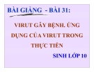 Bài giảng Sinh học 10 bài 31: Virut gây bệnh. Ứng dụng của virut trong thực tiễn