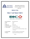 Báo cáo thực tập nhận thức: Tổng công ty bảo hiểm BIDV