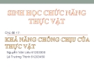 Sinh học chức năng thực vật: Khả năng chống chịu của thực vật