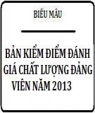 Mẫu bản kiểm điểm đánh giá chất lượng đảng viên