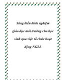 Sáng kiến kinh nghiệm: Giáo dục môi trường cho học sinh qua việc tổ chức hoạt động NGLL
