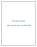 Văn mẫu lớp 9: "Cảm nghĩ về bài thơ ‘Mùa xuân nho nhỏ’ của Thanh Hải"