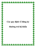 Các quy định về đăng ký thường trú hộ khẩu