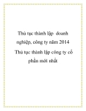 Thủ tục thành lập doanh nghiệp, công ty năm 2014