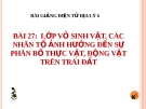 Bài giảng Địa lý 6 bài 27: Lớp vỏ sinh vật. Các nhân tố ảnh hưởng đến sự phân bố thực, động vật trên Trái Đất