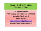 Quản lý và điều hành tổ chức công - TS. Nguyễn Thị Hà