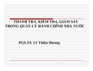 Thanh tra, kiểm tra, giám sát trong quản lý hành chính nhà nước - PGS.TS. Lê Thiên Hương