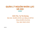 Quản lý nguồn nhân lực xã hội - TS Tạ Thị Hương