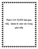 Phải CẨN NGÔN khi giao tiếp - Quản lý cảm xúc trong giao tiếp