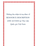 Những thu nhận từ toạ đàm về Resource Description and Access tại Thư viện Quốc gia Việt Nam