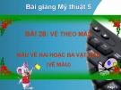 Bài giảng Vẽ theo mẫu: Mẫu vẽ có hai hoặc ba vật mẫu (vẽ màu) - Mỹ thuật 5 - GV.N.Huy Hoàng