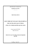 Tóm tắt luận văn thạc sĩ: Hoàn thiện kế toán quản trị chi phí tại nhà máy bia Dung Quất thuộc công ty cổ phần đường Quảng Ngãi