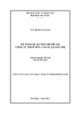 Luận văn Thạc sĩ Quản trị kinh doanh (Tóm tắt): Kế toán quản trị chi phí tại công ty TNHH MTV cao su Quảng Trị