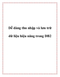 Dễ dàng thu nhập và lưu trữ dữ liệu hiệu năng trong DB2