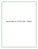 Quyết định số 14/2013/QĐ - UBND 2013