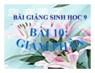 Bài giảng Sinh học 9 bài 10:  Giảm phân