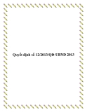 Văn bản quyết định số 12/2013/QĐ-UBND