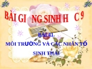 Bài giảng Sinh học 9 bài 41: Môi trường và các nhân tố sinh thái