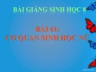 Bài giảng Sinh học 8 bài 61: Cơ quan sinh dục nữ