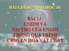 Bài giảng Sinh học 10 bài 14: Enzim và vai trò của enzim trong quá trình chuyển hóa vật chất