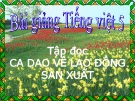 Bài giảng Tập đọc: Ca dao về lao động sản xuất - Tiếng việt 5 - GV.N.T.Hồng