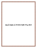 Văn bản số 39/2013/QĐ-TTg 2013