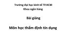 Bài giảng môn Thẩm định tín dụng - ĐH Kinh tế TP. HCM