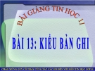 Bài giảng Tin học 11 bài 13: Kiểu bản ghi