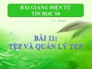 Bài giảng Tin học 10 bài 11: Tệp và quản lý tệp