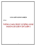 Sáng kiến kinh nghiệm: Nâng cao chất lượng giải toán có lời văn lớp 1