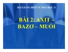 Bài giảng Hóa học 11 bài 2: Axit, bazơ và muối